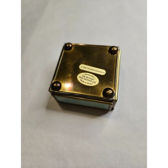 Vintage Bessie Pease Gutmann Brass & Glass Trinket Box‎ With Victorian Design - Picture 9 of 9